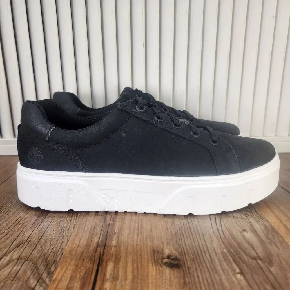Timberland Laurel Court Womens Sz 9.5 Black Suede Platform Sneakers Shoes A9046